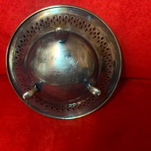 Vintage Footed Dish 91 EPCA Bristol Silver By Poole Floral Pierced - Picture 3 of 7